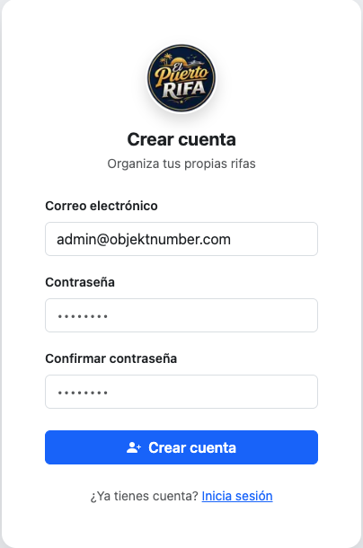 Formulario de creación de cuenta